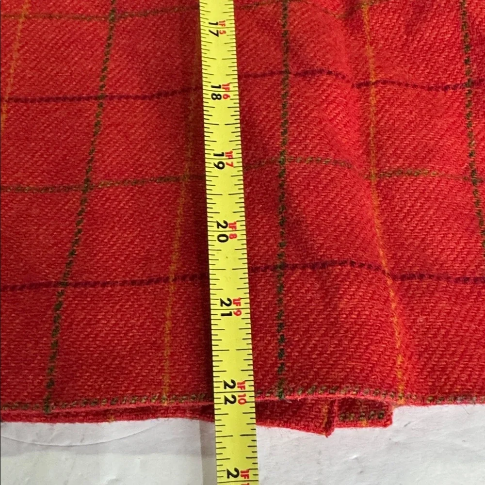 Jones New York Red Plaid Pencil Skirt 100% wool knee length professional holiday